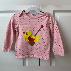 Baby Boden Pink Polka Dot Duck Long Sleeve Top (Size 18-24 Months)